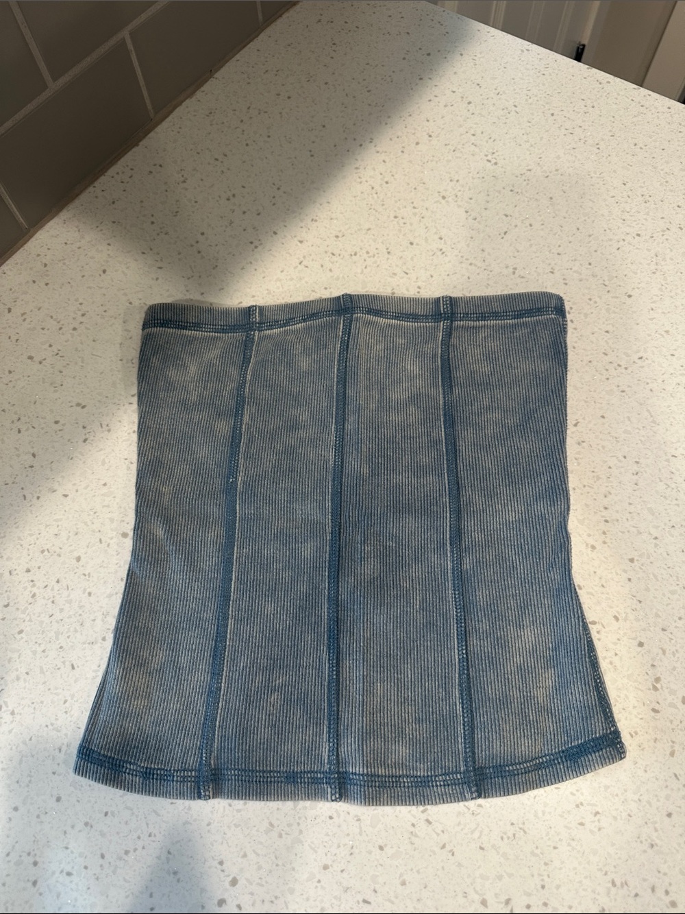 Madewell Light Blue Ribbed Mini Skirt